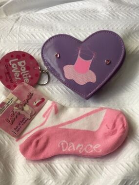 Cute Ballet Tutu Coin Purse + Dance ”Ballet Shoe’ lookSocks Girls 6-8 Medium NEW